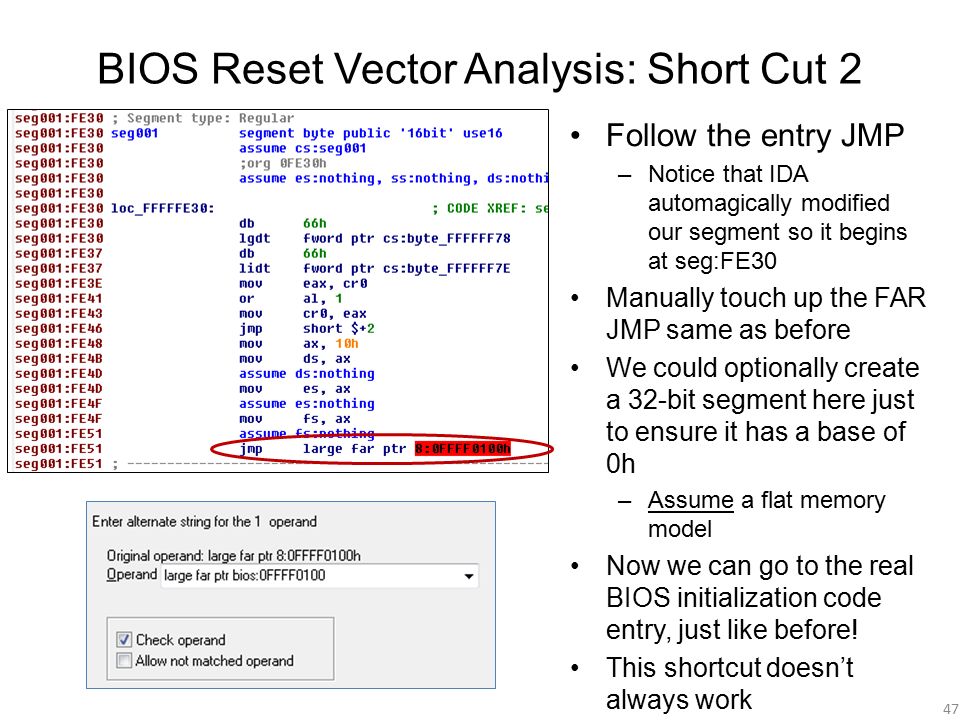 BIOS Reset Vector Analysis: Short Cut 2