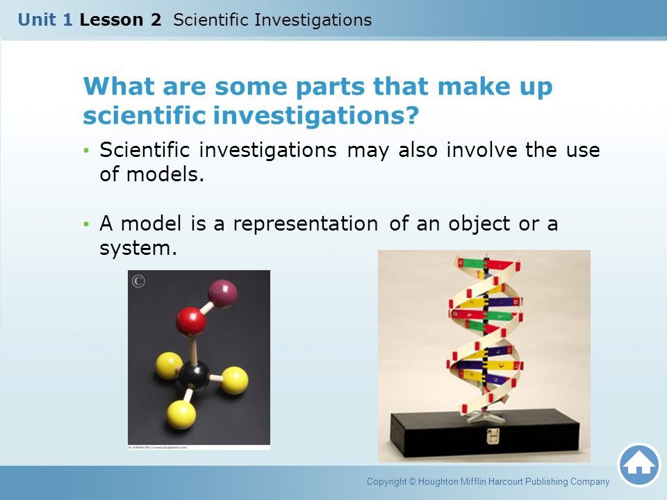 What are some parts that make up scientific investigations