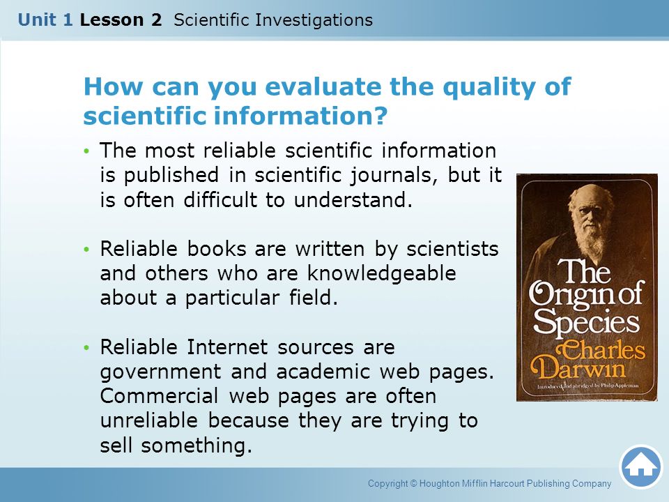 How can you evaluate the quality of scientific information