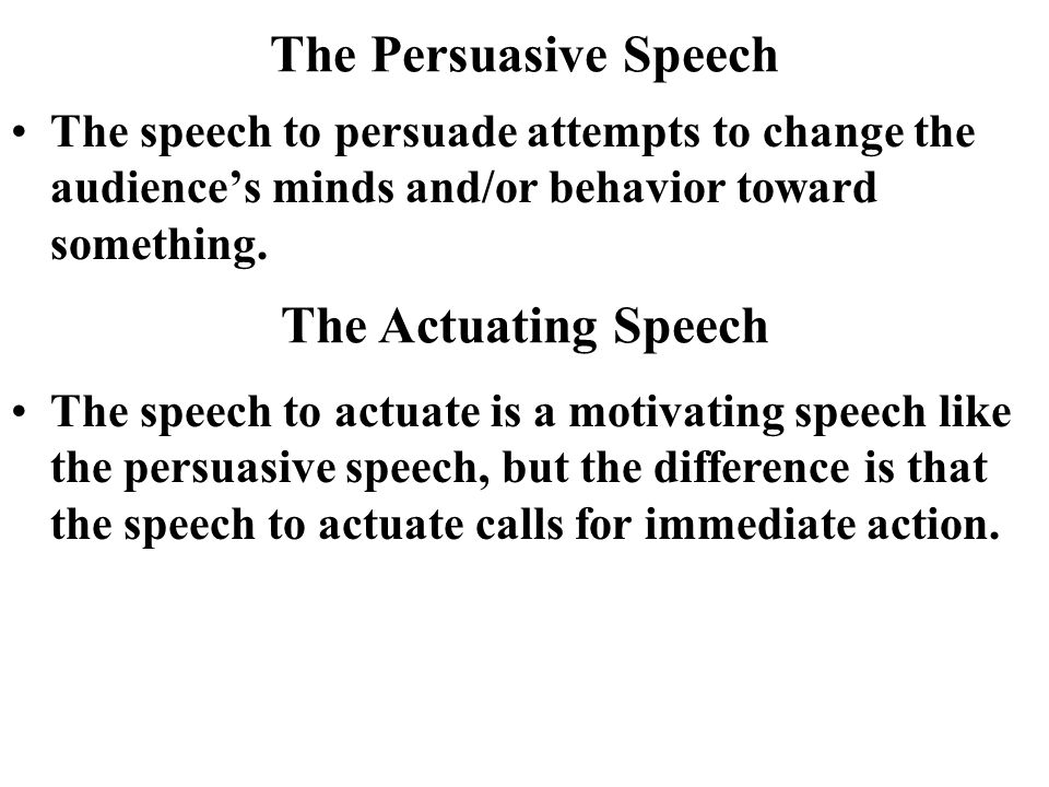 speech to actuate definition