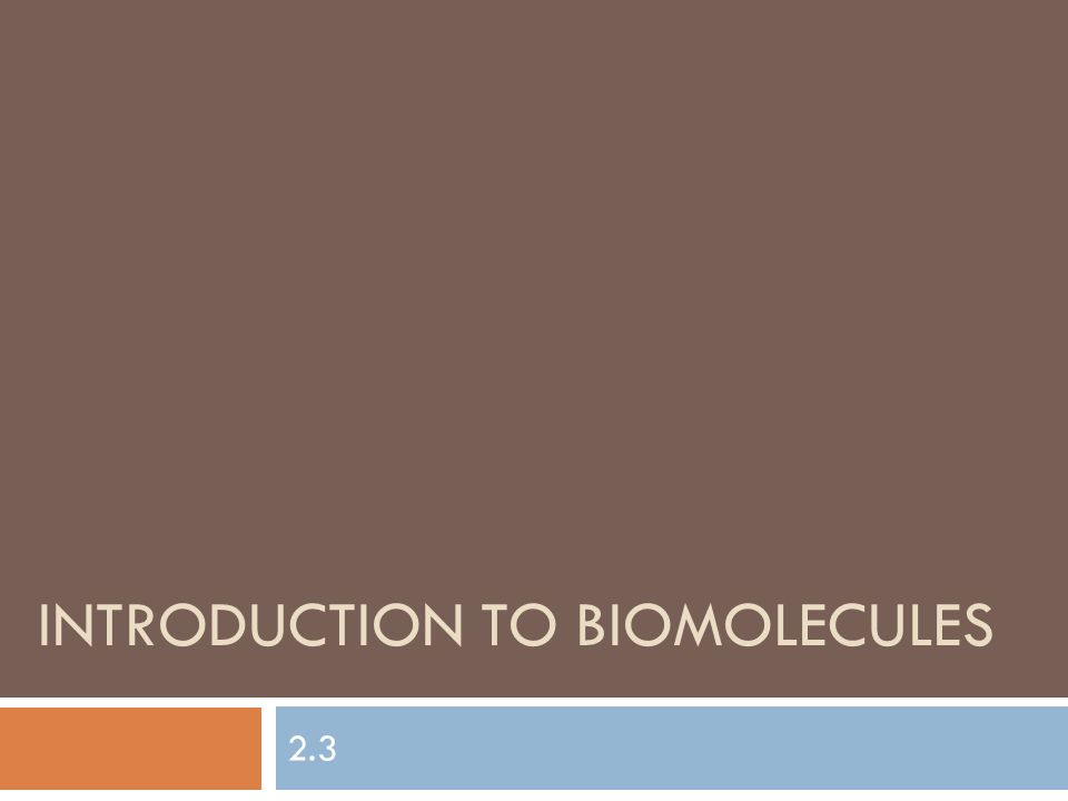 Introduction to Biomolecules