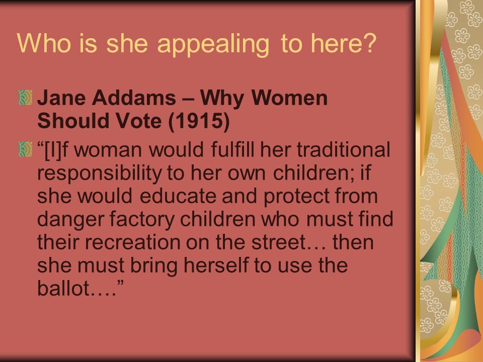 why women should vote jane addams