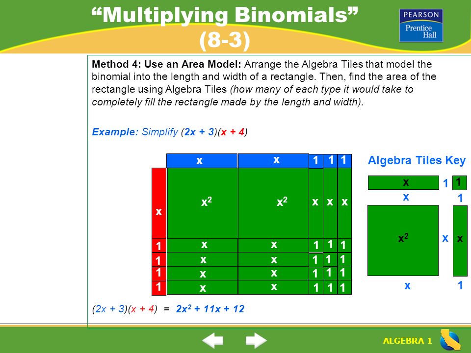 Multiplying Binomials (8-3)