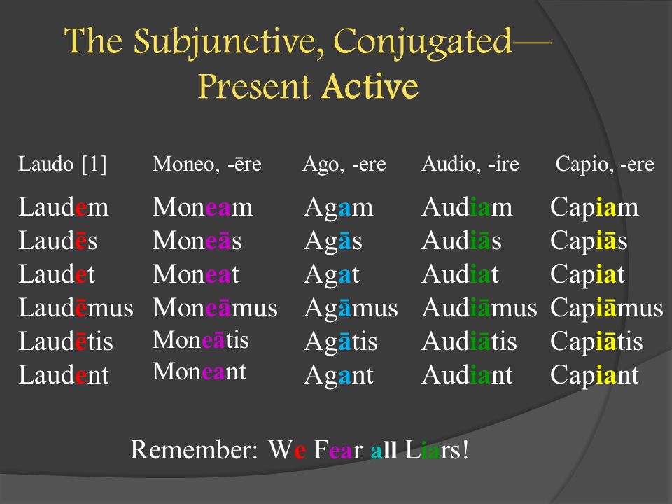 The Subjunctive, Conjugated—Present Active