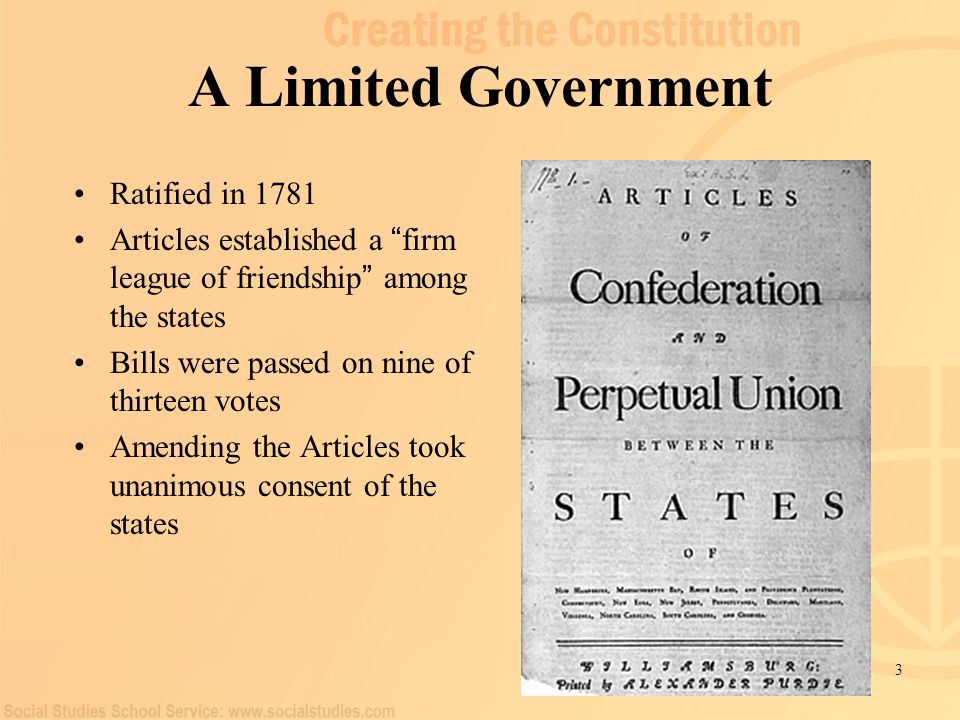 A Limited Government Ratified in 1781