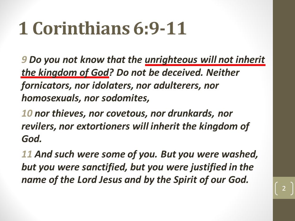 The Unrighteous Will Not Inherit The Kingdom Of God Ppt
