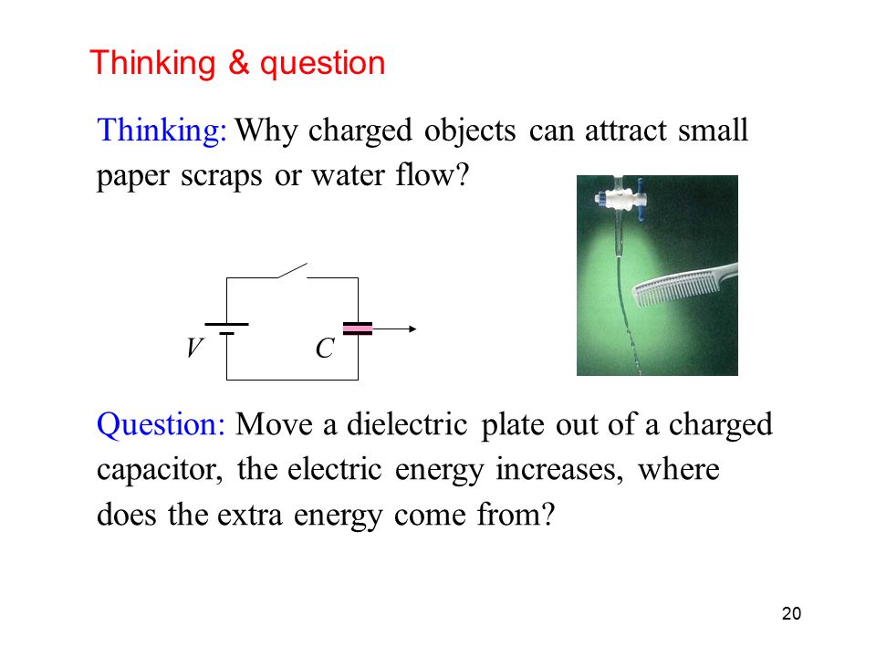 Thinking & question Thinking: Why charged objects can attract small paper scraps or water flow C.