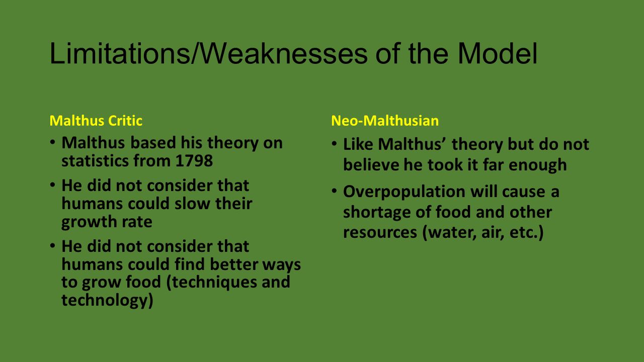 disadvantages of malthus theory
