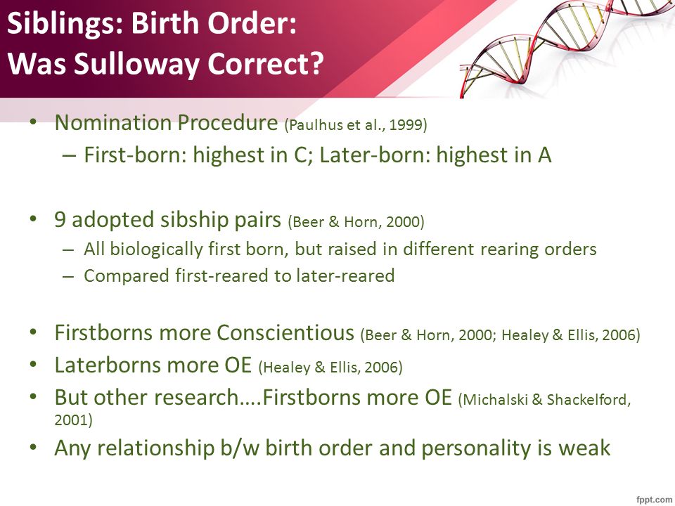 Siblings: Birth Order: Was Sulloway Correct