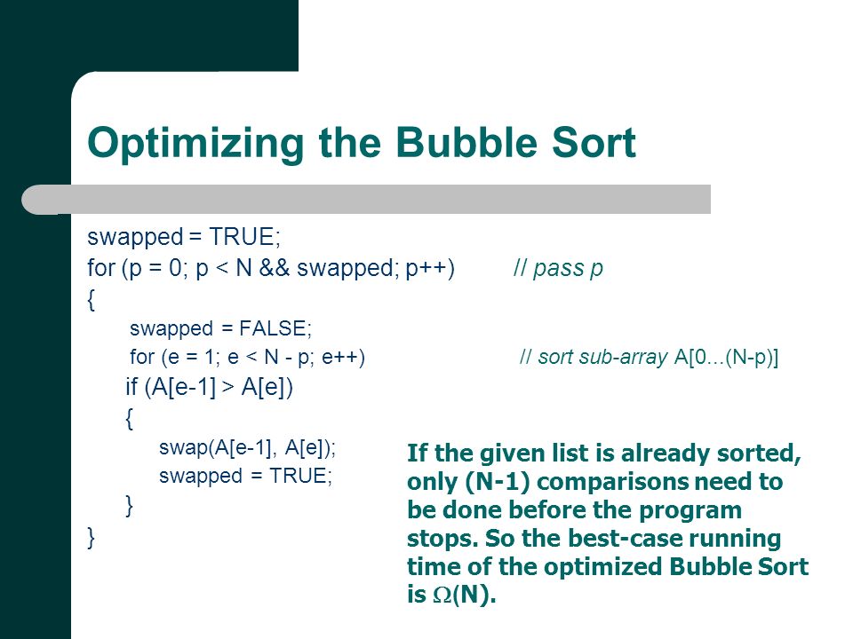 Optimized Bubble Sort Algorithm 