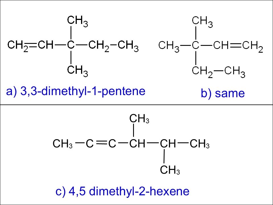 H. C. 3. c) 4,5 dimethyl-2-hexene. 