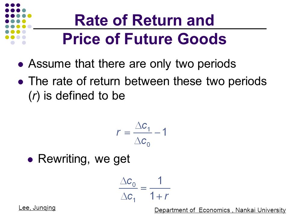Rate of Return and Price of Future Goods