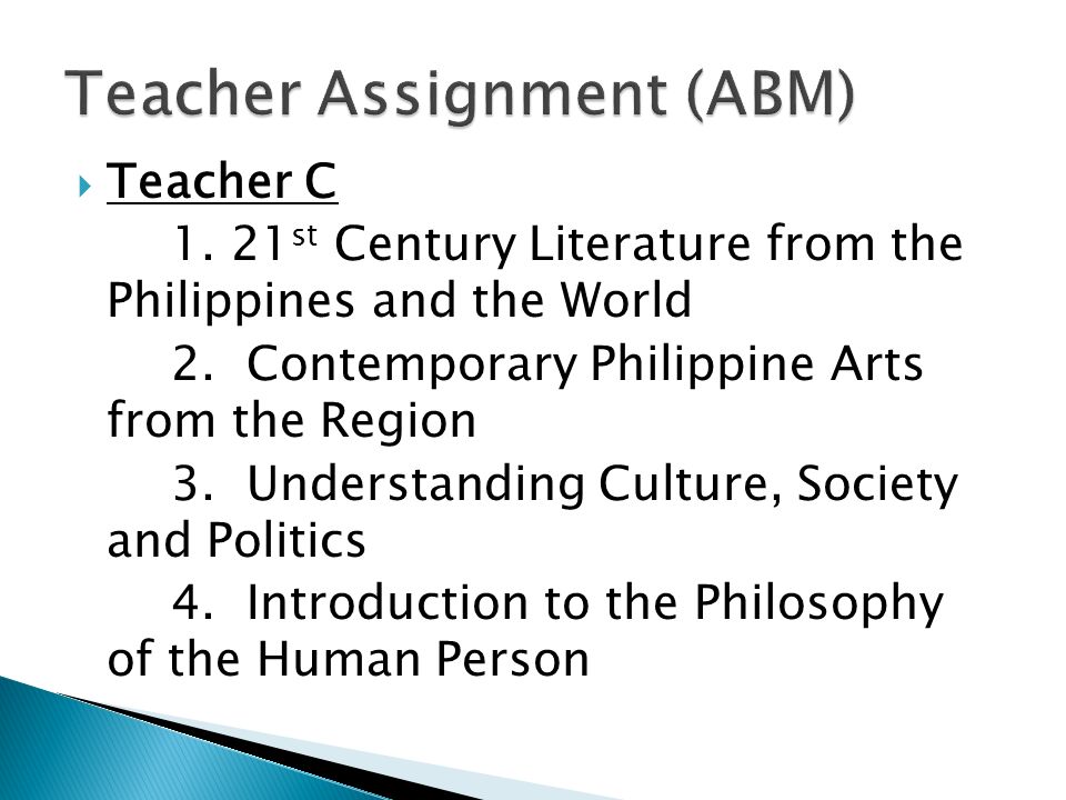 Teacher Assignment (ABM)