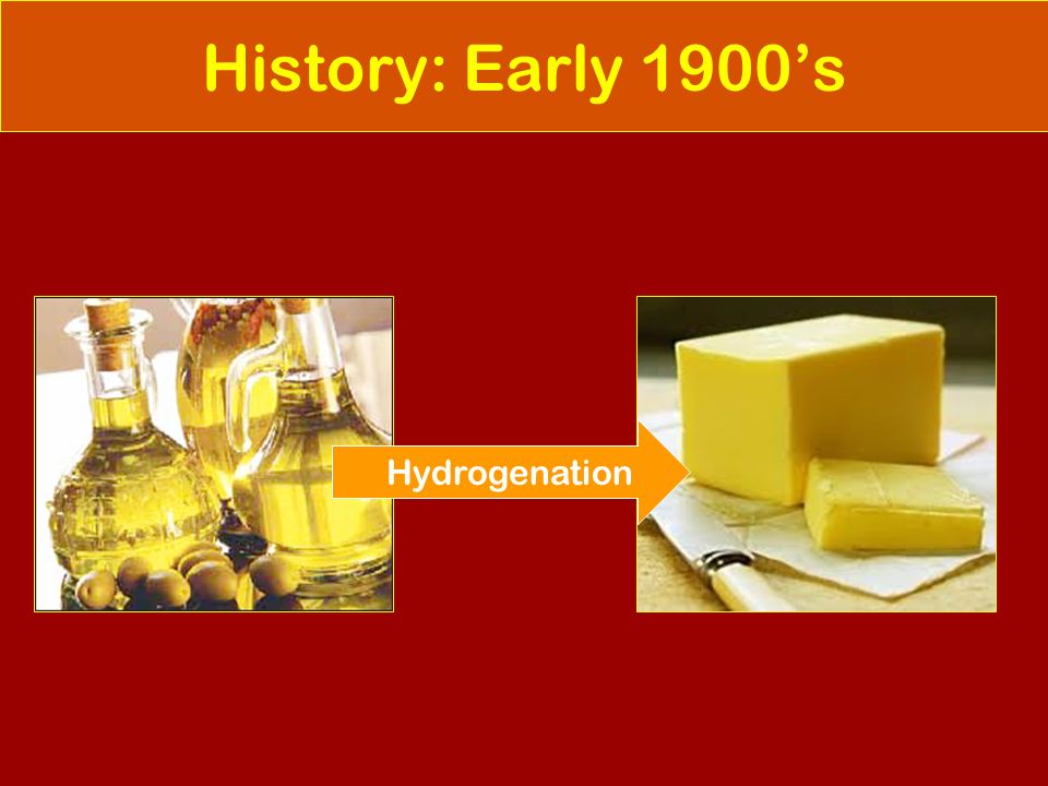 History: Early 1900’s Hydrogenation