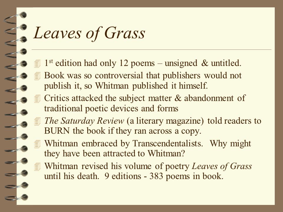Walt Whitman Transcendental Poet Ppt Video Online Download This global grey ebooks edition is the last one. walt whitman transcendental poet ppt