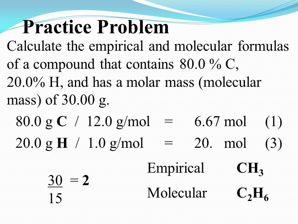 Empirical Formula Molecular Formula Ppt Video Online Download