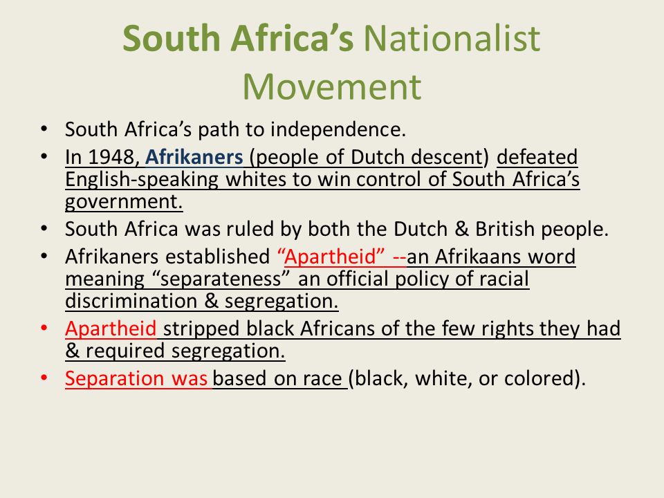 South Africa’s Nationalist Movement