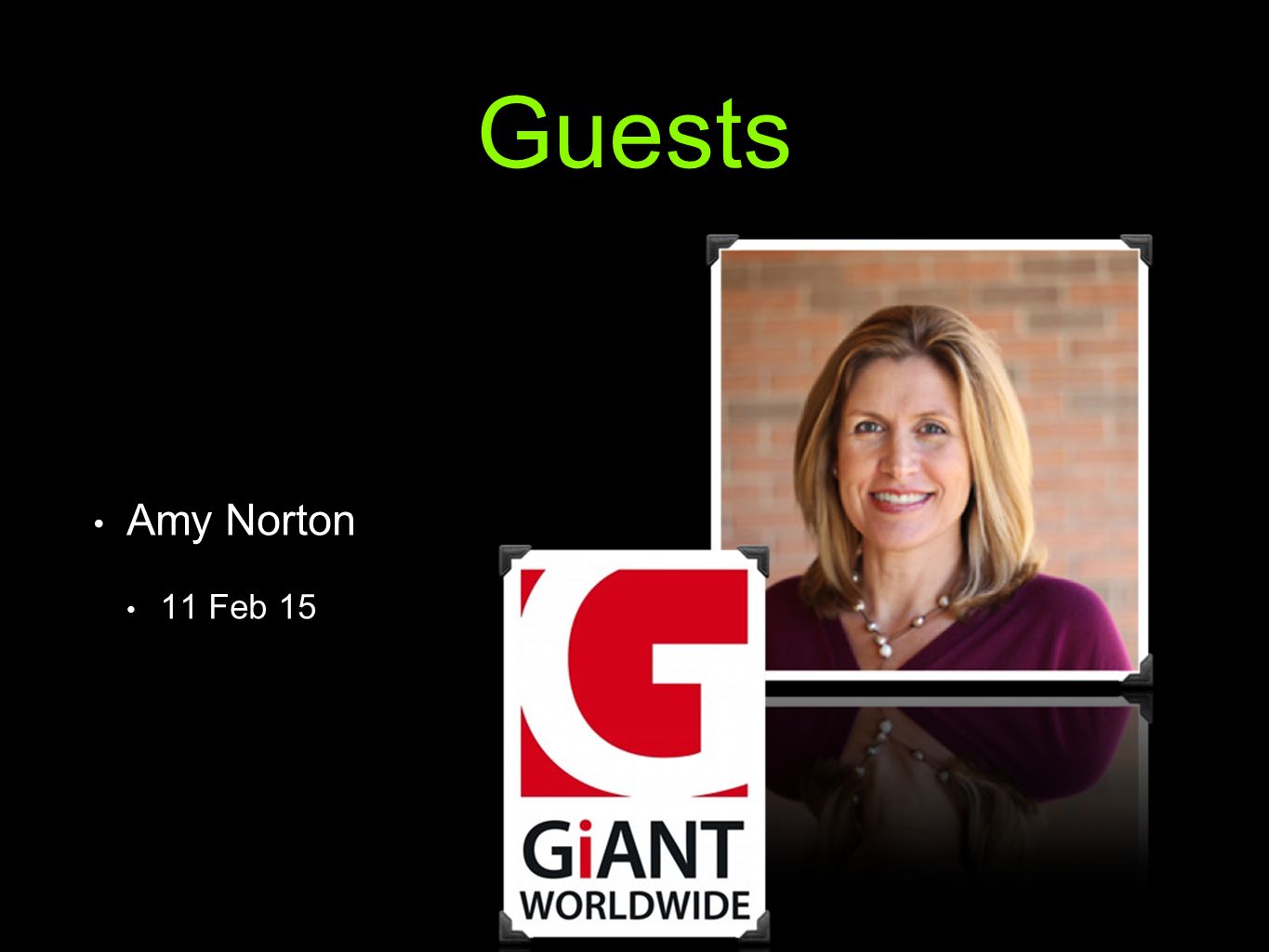 Guests Amy Norton 11 Feb 15