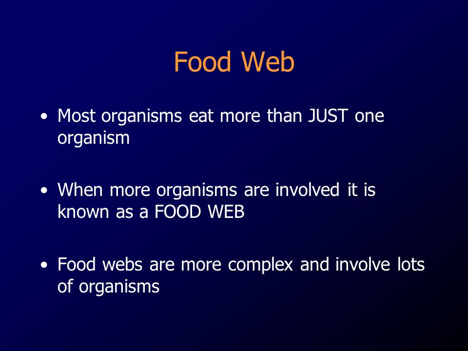 Food Web Most organisms eat more than JUST one organism