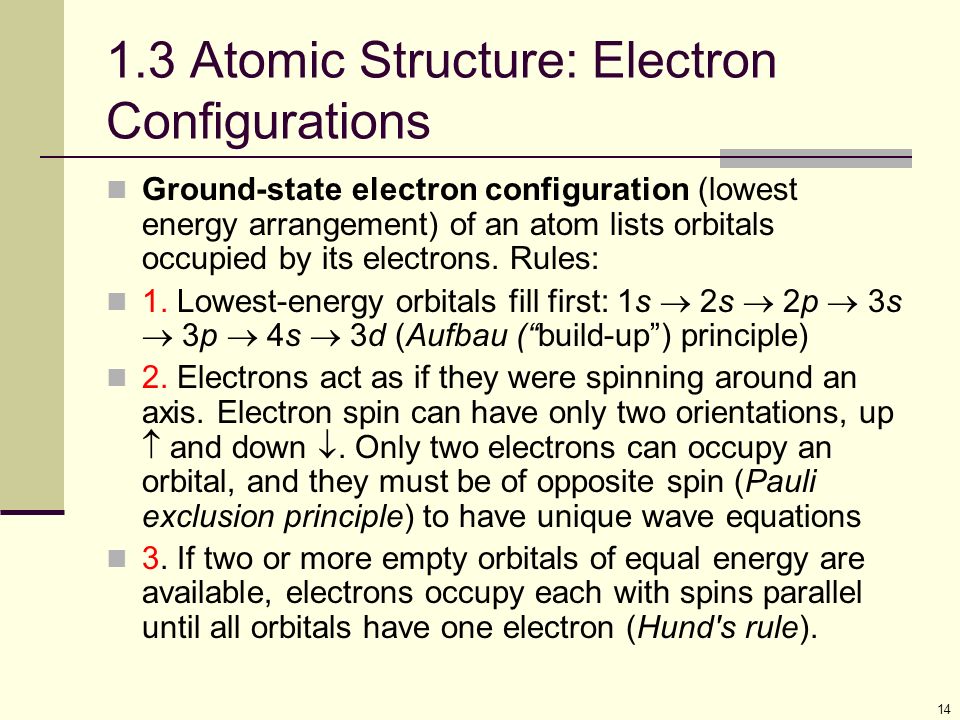 1.3 Atomic Structure: Electron Configurations