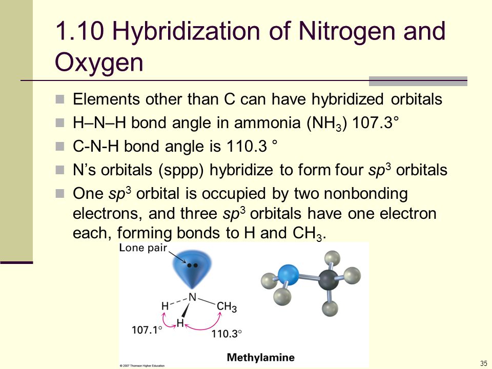 1.10 Hybridization of Nitrogen and Oxygen