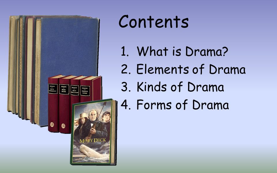 Contents What is Drama Elements of Drama Kinds of Drama
