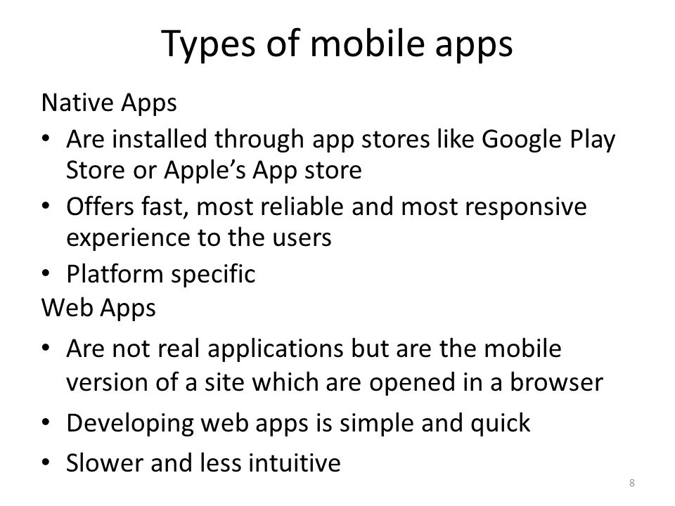 Types of mobile apps Native Apps
