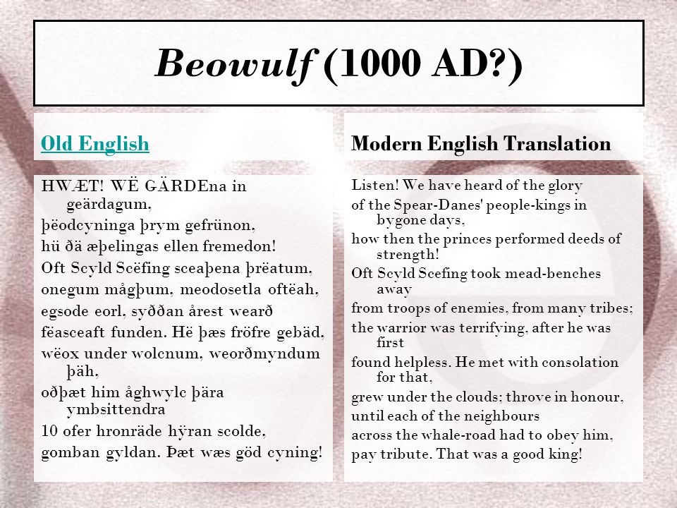 Old english beowulf translation