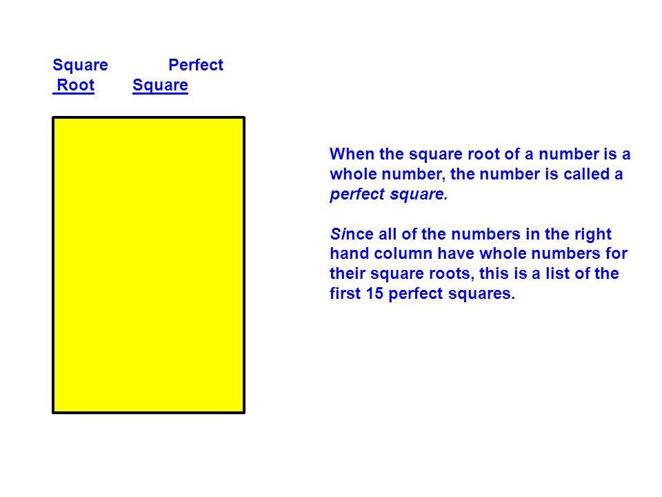 Square Perfect Root Square