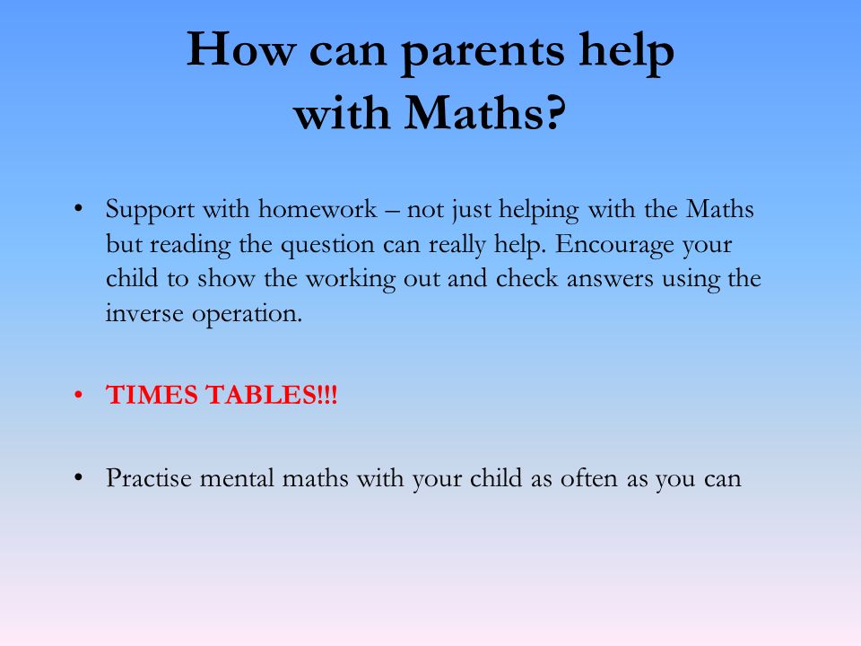 How can parents help with Maths