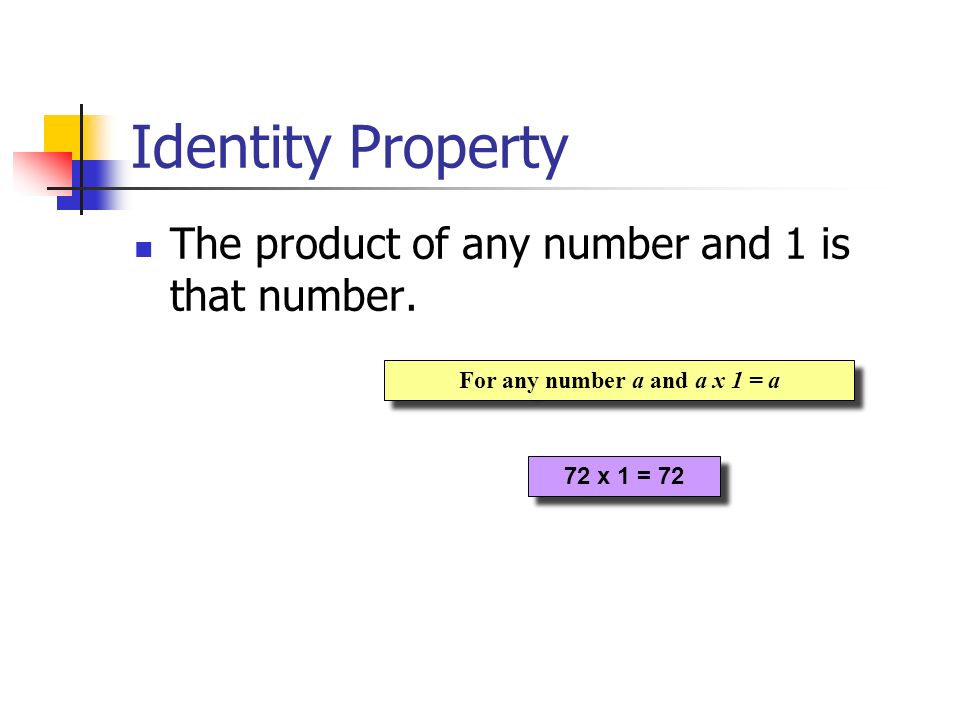 For any number a and a x 1 = a