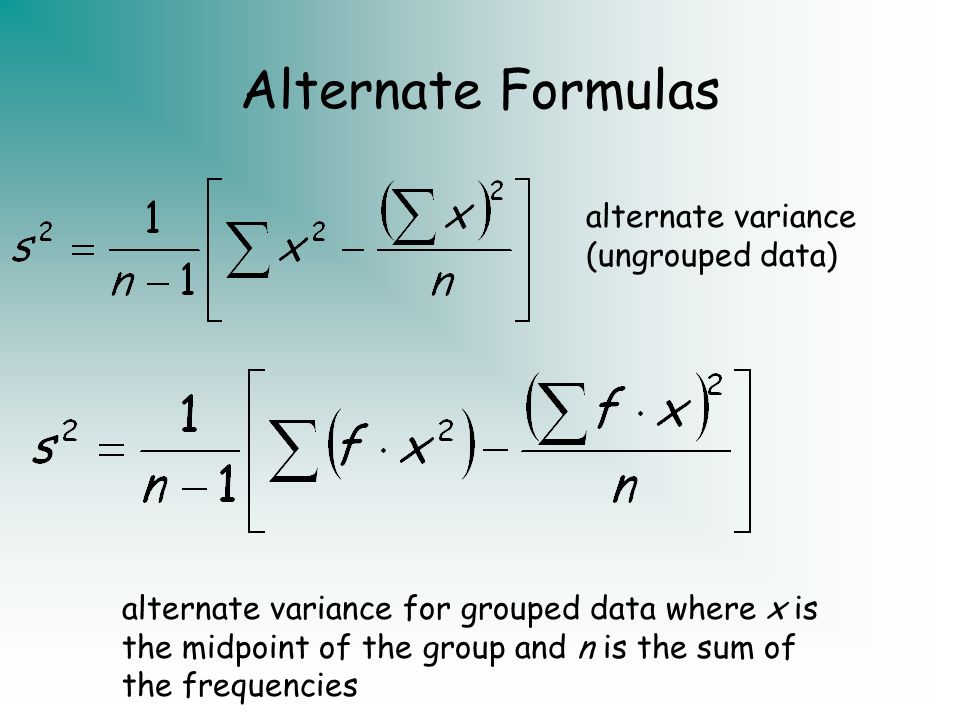 variance formula for grouped data