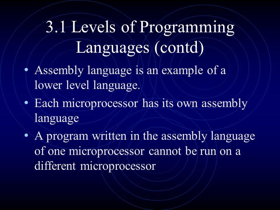 3.1 Levels of Programming Languages (contd)