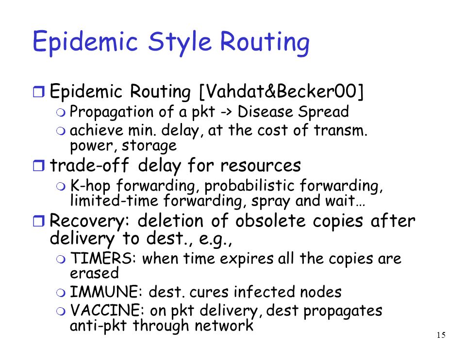 Epidemic Style Routing