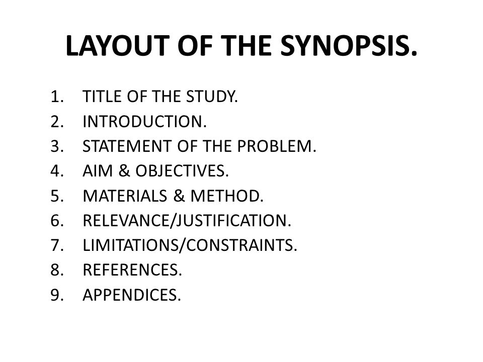dissertation synopsis format