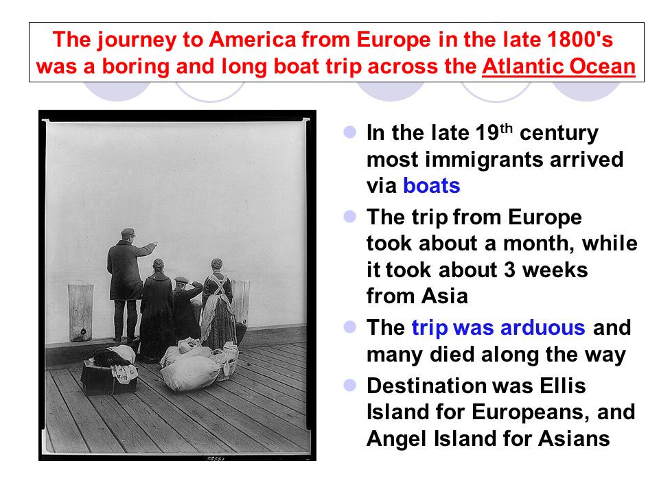 The journey to America from Europe in the late 1800 s