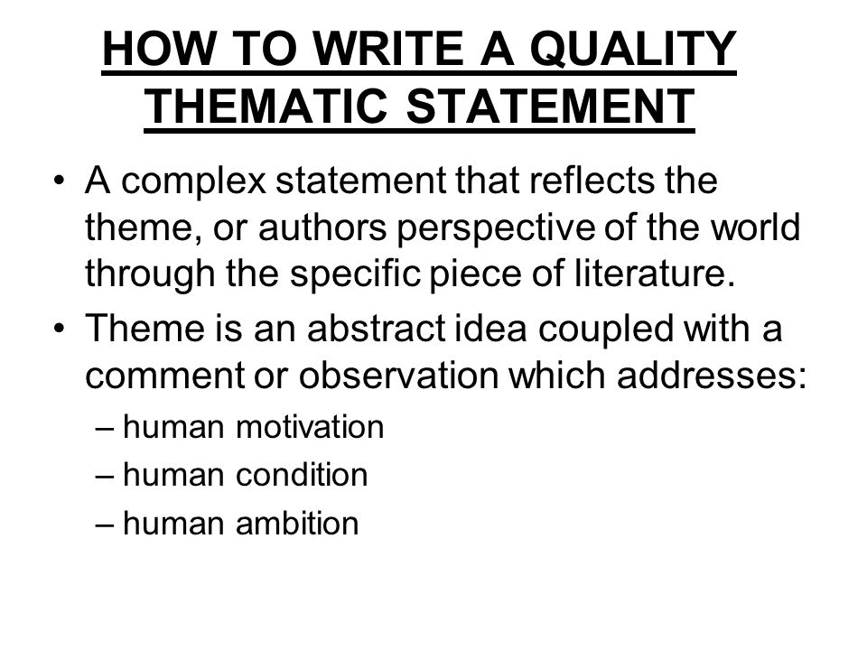 what is a thematic statement example