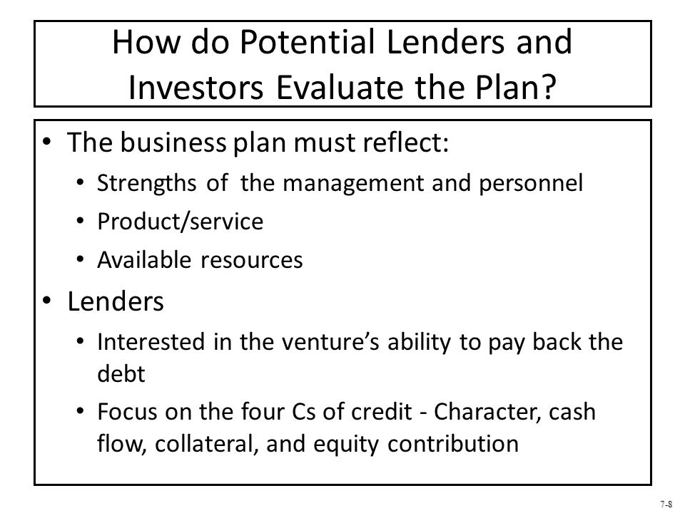 How Do Potential Lenders and Investors Evaluate a Business Plan?