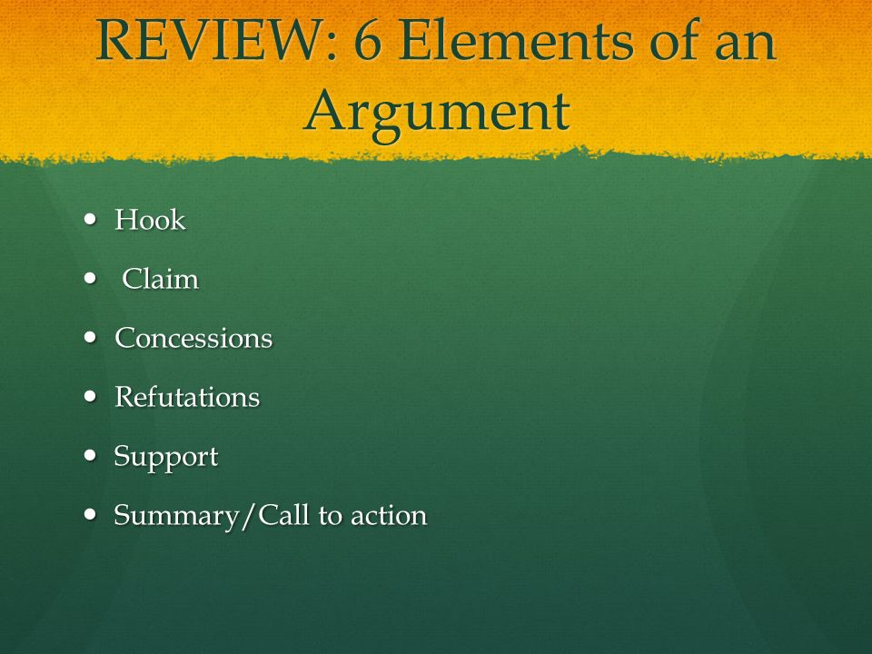 REVIEW: 6 Elements of an Argument