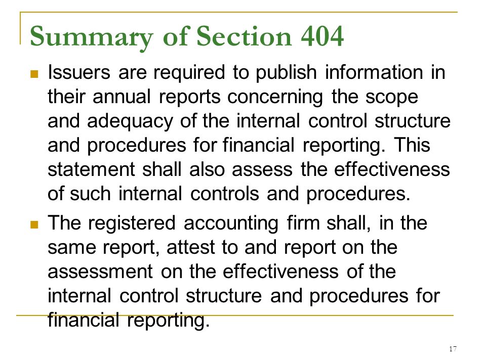 SOLUTION: 1 page summary internal controls - Studypool