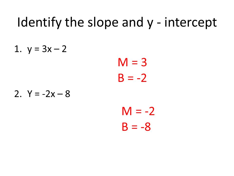 Identify the slope and y - intercept