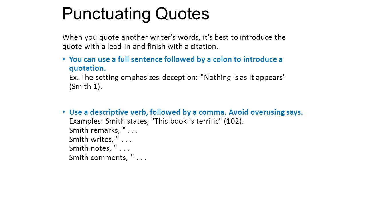 Punctuating lead-ins, quotes, and citations. - ppt download