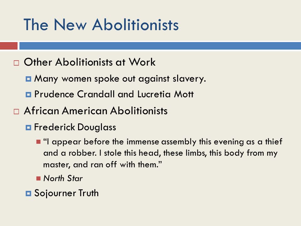 The New Abolitionists Other Abolitionists at Work