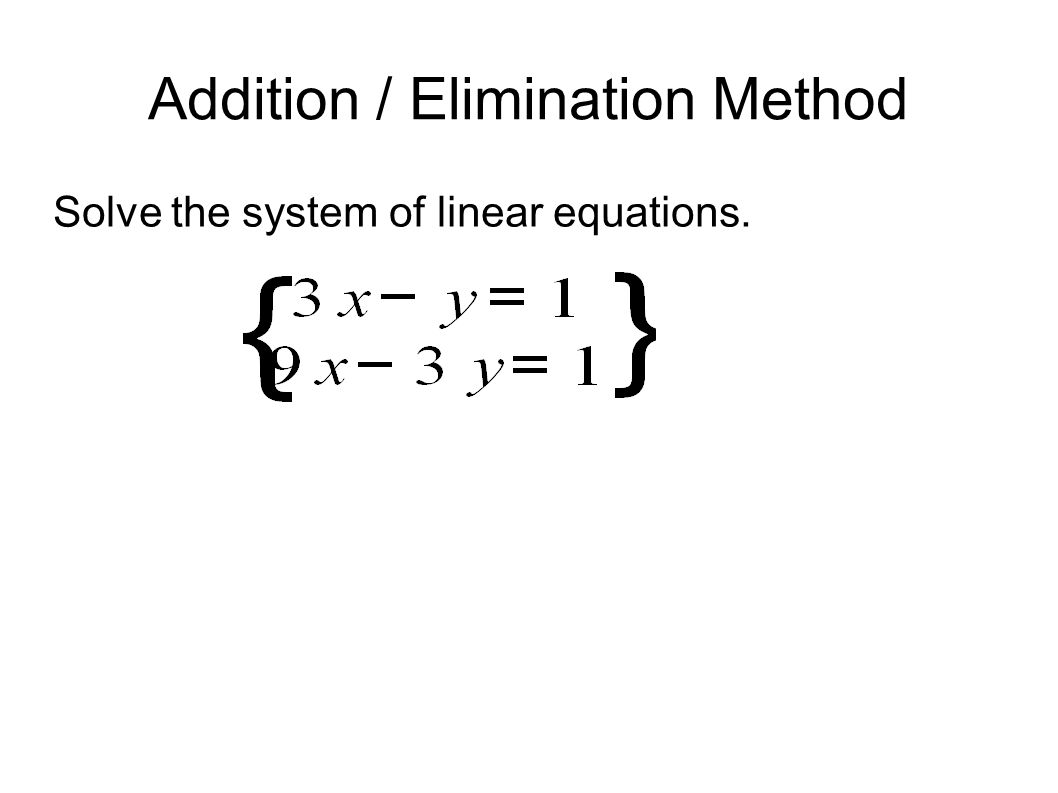 Addition / Elimination Method