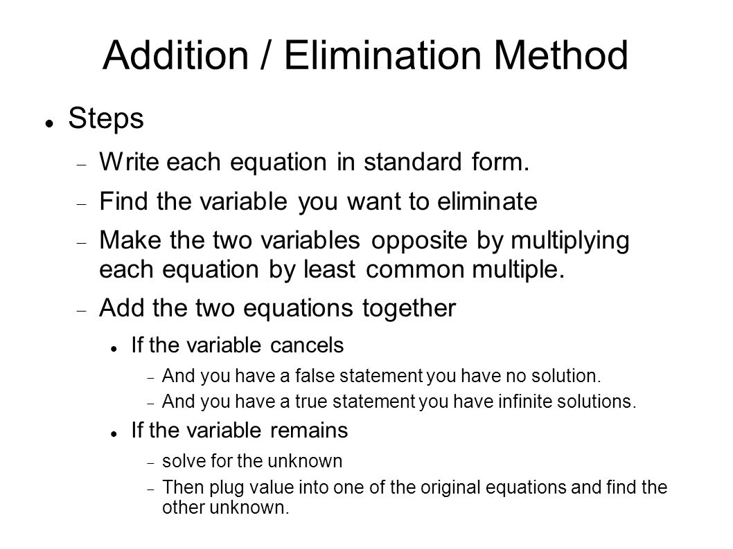 Addition / Elimination Method