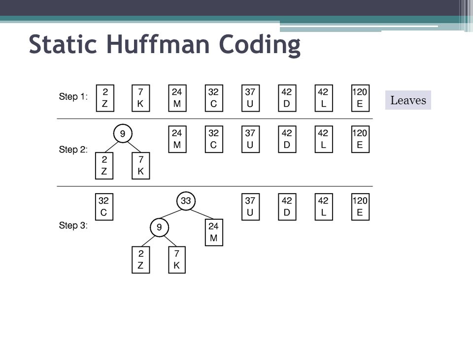 Static Huffman Coding Leaves