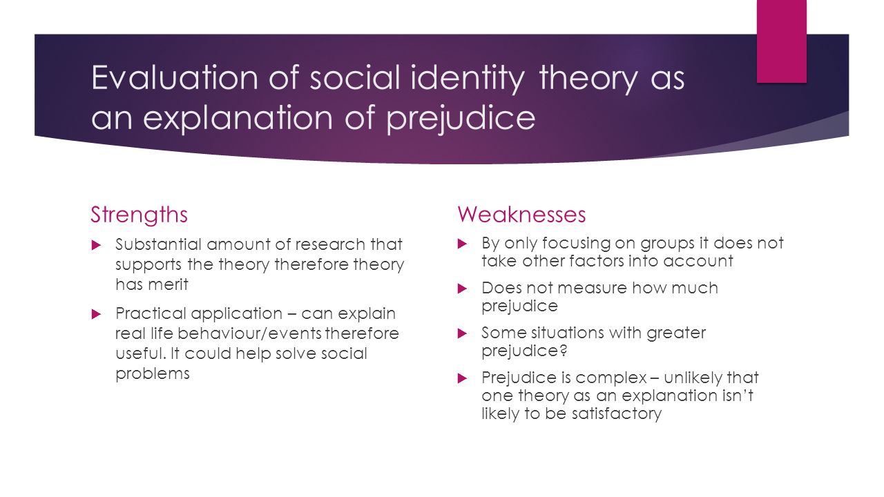 Evaluation of social identity theory as an explanation of prejudice