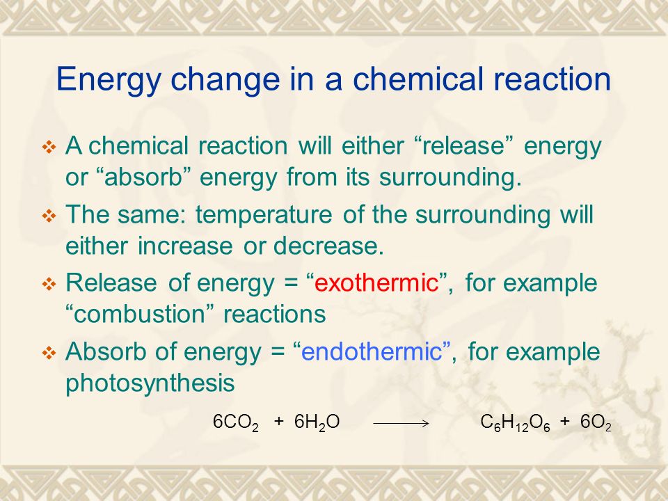 Energy change in a chemical reaction