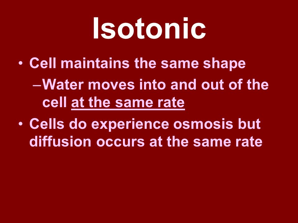 Isotonic Cell maintains the same shape