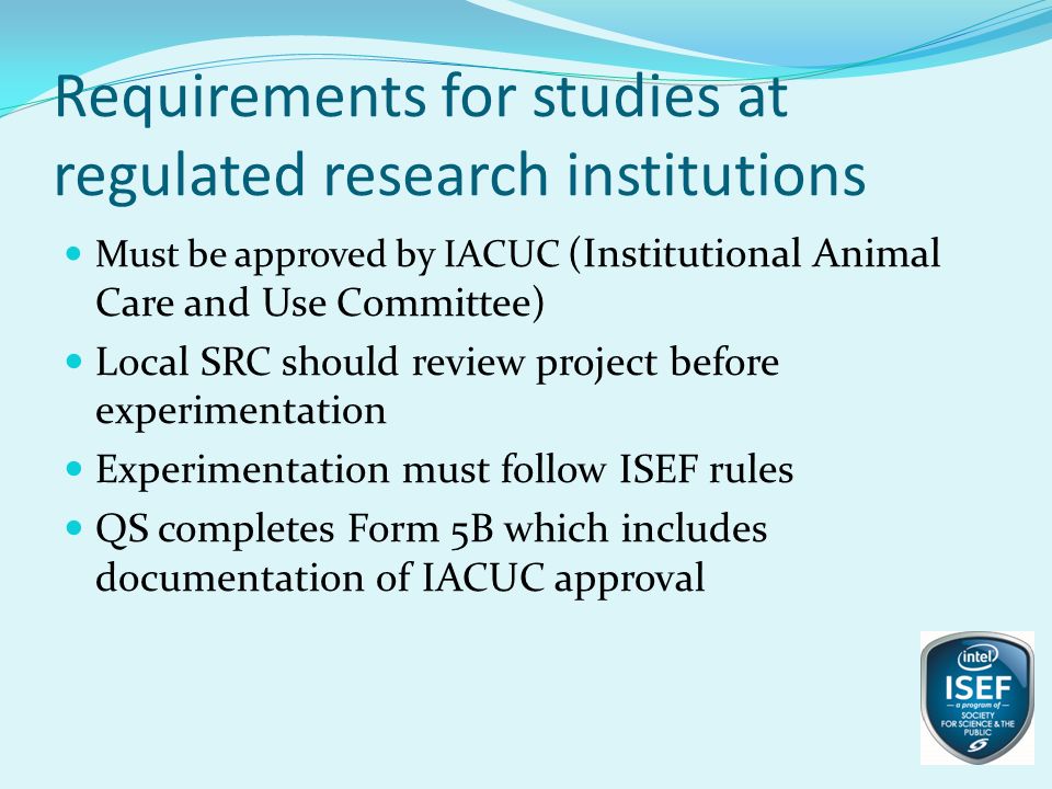 Requirements for studies at regulated research institutions